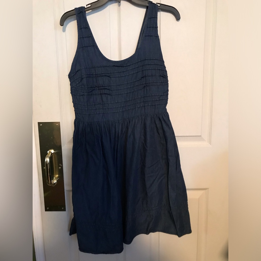 Stylish Blue Denim Sleeveless Tank Dress Med Petite